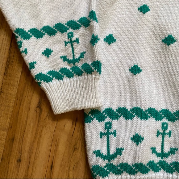 Vintage 90s Eddie Bauer Compass Crewneck Nautical Sailing Cotton Sweater - Picture 8 of 16